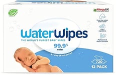 WaterWipes Original Plastic Free Baby Wipes, 720 Count (12 packs), 99.9% water
