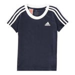 adidas 3 Stripe T Shirt Junior Girls - Navy Blue / 5-6 Years