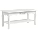 Wooden Coffee Tea Table Modern White Shelf Storage Living Room Home Furniture