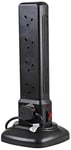 pro elec 10 Way Surge Protected Tower Extension Lead with 2 x USB - Black