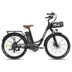 Elektrisk cykel FAFREES F26 Lasting - Motor 250W Batteri 36V20.3Ah Assisterad Räckvidd 160KM Mekaniskt skivbroms - Svart