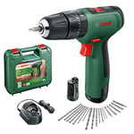 Bosch Cordless Combi Drill EasyImpact 1200 (2x Batteries, 12 Volt System, 19 Accessories, in Carrying Case)