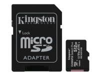 Kingston Canvas Select Plus - Flashminnekort (microSDXC til SD-adapter inkludert) - 512 GB - A1 / Video Class V30 / UHS Class 3 / Class10 - microSDXC UHS-I