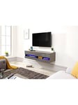 Gfw Galicia 120 Cm Floating Wall Tv Unit With Led Lights - Fits Up To 55 Inch -Grey