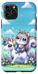 Coque pour iPhone 11 Pro Kawaii Squirrel on Unicorn Daydream