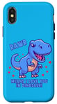 iPhone X/XS Rawr Means I Love You In Dinosaur with Big Blue Dinosaur Case