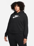 Nike Nsw Curve Club Fleece Gx Overhead Hoody - Black/White, Black/White, Size 22-24=2X, Women