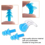 4pcs Waterproof Soft Silicone Swimming Earplugs Earmuff Nose Blue