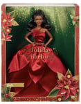 Barbie Signature 2022 Holiday barbie Doll Dark Brown Wavy Hair with doll Stand