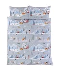 Rapport Home Winter Town Double Duvet Cover Christmas Bed Set Festive Xmas, Cotton, Multi, 3 pieces, Full