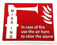 FSSS Ltd PHOTOLUMINOUS GLOW IN THE DARK IN CASE OF FIRE USE THE AIR HORN TO RAISE THE ALARM RIGID PLASTIC SIGN FIRE SAFETY DIY