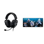 Logitech G PRO X Gaming-Headset, Over-Ear Headphones - Black & 40 K/DA XL Cloth Gaming Mouse Mat - 3 mm Thin Pad, Stable Rubber Base, Official League of Legends Gaming Gear - Multicolor