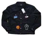 WESC Denim Trucker Jacket Black Mens L Womens XL RRP £130 Social Justice