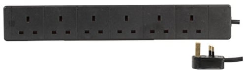 PRO ELEC PELB1711 6 Way Extension Lead, 1m Black