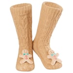 Chaussettes Chaussettes Antidérapantes Femme Hiver, Chaussons Chaussettes Femme Animaux Fantaisie, Cadeau Cocooning Femme Taille Unique 37-41 (Clair Biscuit)
