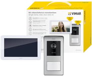 VIMAR K42935 Kit portier-vidéo en saillie contenant: portier-vidéo à écran tactile LCD 7" mains libres, platine audio-vidéo RFID 1 bouton, alimentation 40103 avec attaches pour fixation murale