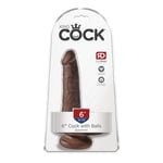King Cock With Balls 6" 15,2 cm - Brun