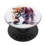 Lion de montagne cool, puma féroce cougar animal art abstrait PopSockets PopGrip Interchangeable