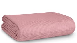 Amazon Brand - Umi 5 Star LUXURY Collection - All season Bed Blankets/Throws/Queen / 100% Combed Cotton Waffle Weave/Light weight/Ultra soft (230X230cms in English Rose)