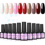 10 färger gellack, nagellack gel nagel soak off gellack UV nagellack nagelset,