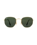 Ray-Ban Mens Sunglasses Hexagonal 3548N 001 Gold Green G-15 Metal - One Size