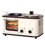 Breakfast Station Maker Center 4-in-1 Multi-Function Retro Family Electric Toaster Machine Stainless Steel 5L Oven with Timing 60Min Egg Griddle Non-Stick Pot