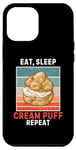 Coque pour iPhone 15 Pro Max Retro Eat, Crème pour le sommeil Puff Repeat Vintage Cream Puff Lover