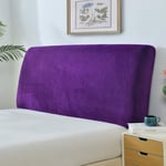 Plush Bed Head Cover - Solid Color Thicken Elastic All-inclusive Bed Headboard Protection Dust Cover Velvet Headboard Cover,Purple-Length：180-195cm