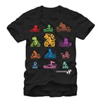 Nintendo Men's Mario Kart Colorful Character Profile Silhouettes T-Shirt, Black, S