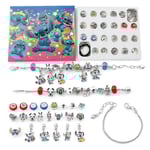 Julkalender 2024 med 24 Dagar Nedräkning Lilo & Stitch Armband och Halsband Charm Beads Hänge DIY Smyckesatser Barn Julgåva