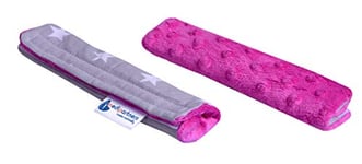 Minky Medi Partners Paire de protège-ceintures pour poussette 100% coton 18 x 13 cm Double face Buggy Sport Voiture (étoiles avec minky rose)