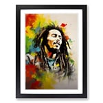 Bob Marley Dadaism Framed Wall Art Print, Ready to Hang Picture for Living Room Bedroom Home Office, Black A2 (48 x 66 cm)