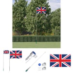 The Living Store Storbritanniens flagga och flaggstång 5,55 m aluminium -  Flaggor & vindstrutar