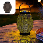 Gadgy Lanterne Solaire Fleur | Deco Orientale Jardin Exterieur | Lampe A LED | Lanterne De Table Et Terrasse | Métal Noir Et Or | Ip65-etanche