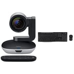Logitech PTZ Pro Camera Video Conference System, PC/Mac & MK270 Wireless Keyboard and Mouse Combo for Windows, 2.4 GHz Wireless, Compact Mouse, 8 Multimedia and Shortcut Keys - Black