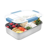 Smash Stainless Steel Bento Lunch Box, 3 Compartments, Blue, 1300ml