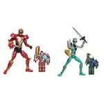 Power Rangers Dino Fury Dino Knight Red Ranger 15 cm Action Figure Toy with Dino Fury Key, Dino-Themed Accessory & Dino Fury Green Ranger with Sprint Sleeve 15 cm Action Figure Toy, Dino Fury Key