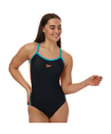 Speedo Womenss Dive Thinstrap Muscleback Swimsuit in Blue Orange - Size 6 UK