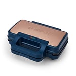 Tower T27036MNB Cavaletto Sandwich Maker with Deep Fill Ridge Plates, 900W Midnight Blue and Rose Gold
