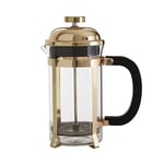 Premier Housewares Cafetiere Coffee Maker Clear Glass French Press Coffee Maker Gold Frame Stainless Steel Coffee Caffettiera 21 x 16 x 10 Cm