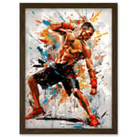 Martial Arts Kickboxer Athlete Splat Paint Art Artwork Framed Wall Art Print A4