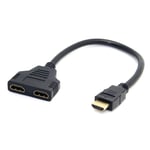 Câble doubleur port HDMI 1080P mâle vers 2 port HDMI femelle convertisseur Noir pour TV LED LG 65QNED82 2023 65"-Yuan Yuan-