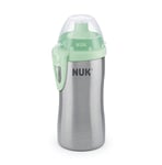 NUK Bouteille d'eau Junior Cup pour enfants | acier inoxydable de haute qualité | durable et hygiénique | 215 ml | 18 mois et plus | clip et capuchon de protection | sans BPA | turquoise, anti-colique
