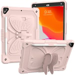 Hybridskal Fjäril med axelrem iPad 10.2 8th Gen (2020) rosa