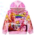 Barn Flickor Princess Peach Super Mario Bros 3d Print Zip Hoodie Jacka Kappa Långärmad Huvtröja Toppar Julpresent för 4-9 år Pink 6-7 Years