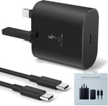 25 Watt PD 3.0 Samsung Fast Charger Plug with 6.6 Feet USB C to C Cable for Sam