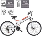 RDJM Ebikes, Adults Folding Electric Bikes 350W City Commuter Ebike 48V 10Ah Removable Lithium Battery 26Inch Electric Bicycle With LCD Display Suitable For Mens And Teenagers