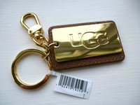 Genuine UGG Leather Tag Metal KEY RING Chestnut - Keyring New - Tags