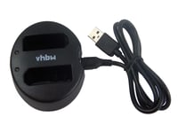 vhbw Chargeur double USB compatible avec Sony Alpha NEX-5KS, NEX-5N, NEX-5R, NEX-5RK, NEX-5RL caméra, action-cam - Chargeur, témoin de charge