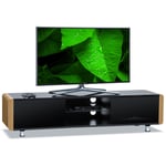 Centurion Supports CAPRI Gloss Black with Oak Sides Beam-Thru 65" TV Cabinet